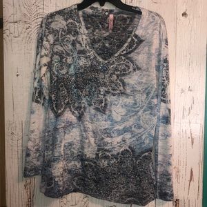 Light blue gem stone long sleeve shirt